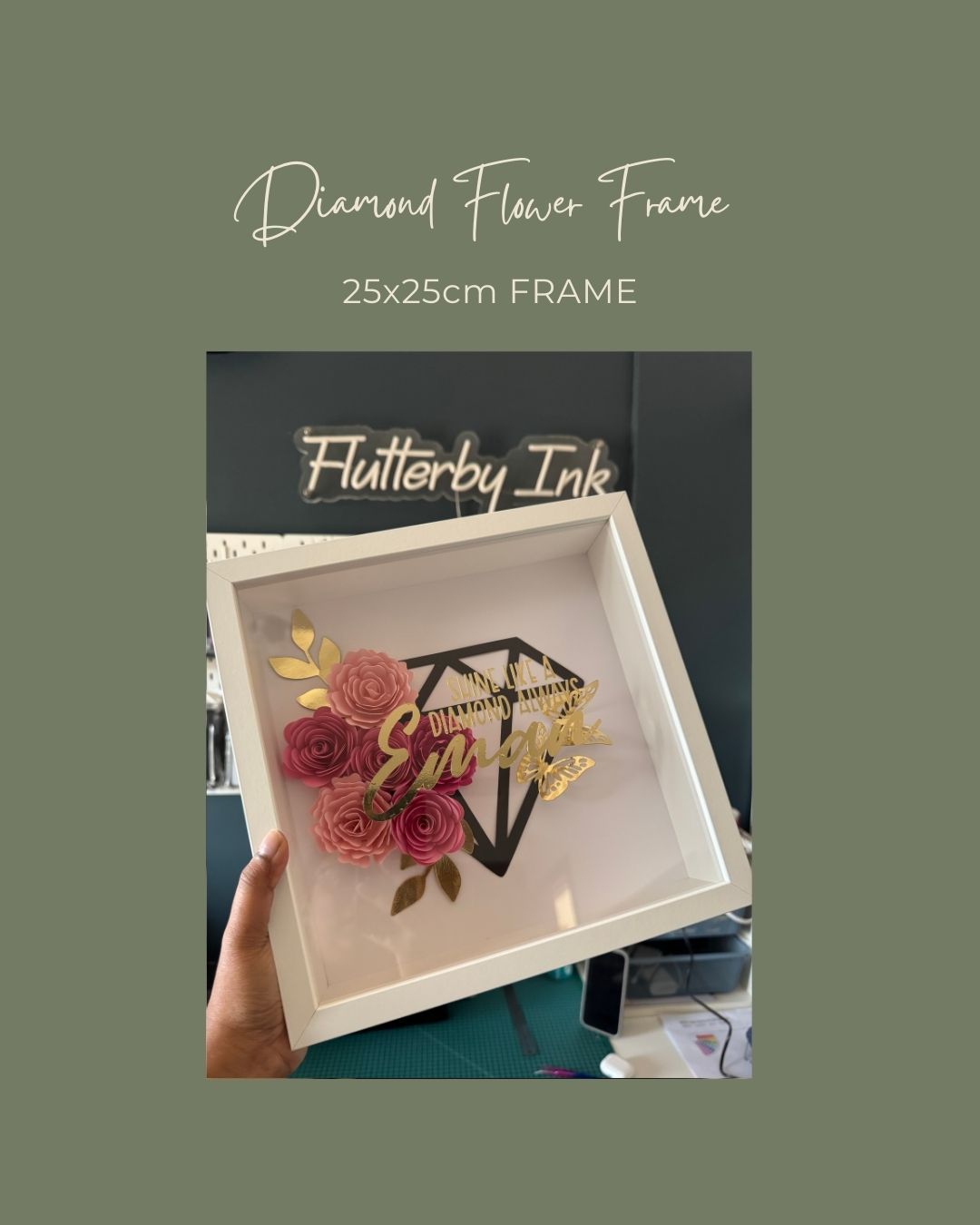 Diamond Flower Frame - 25x25cm