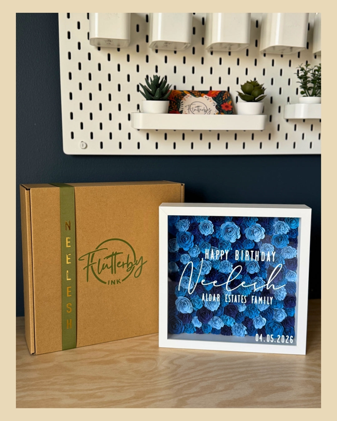 Shades of Blue Flower Frame - 25x25cm