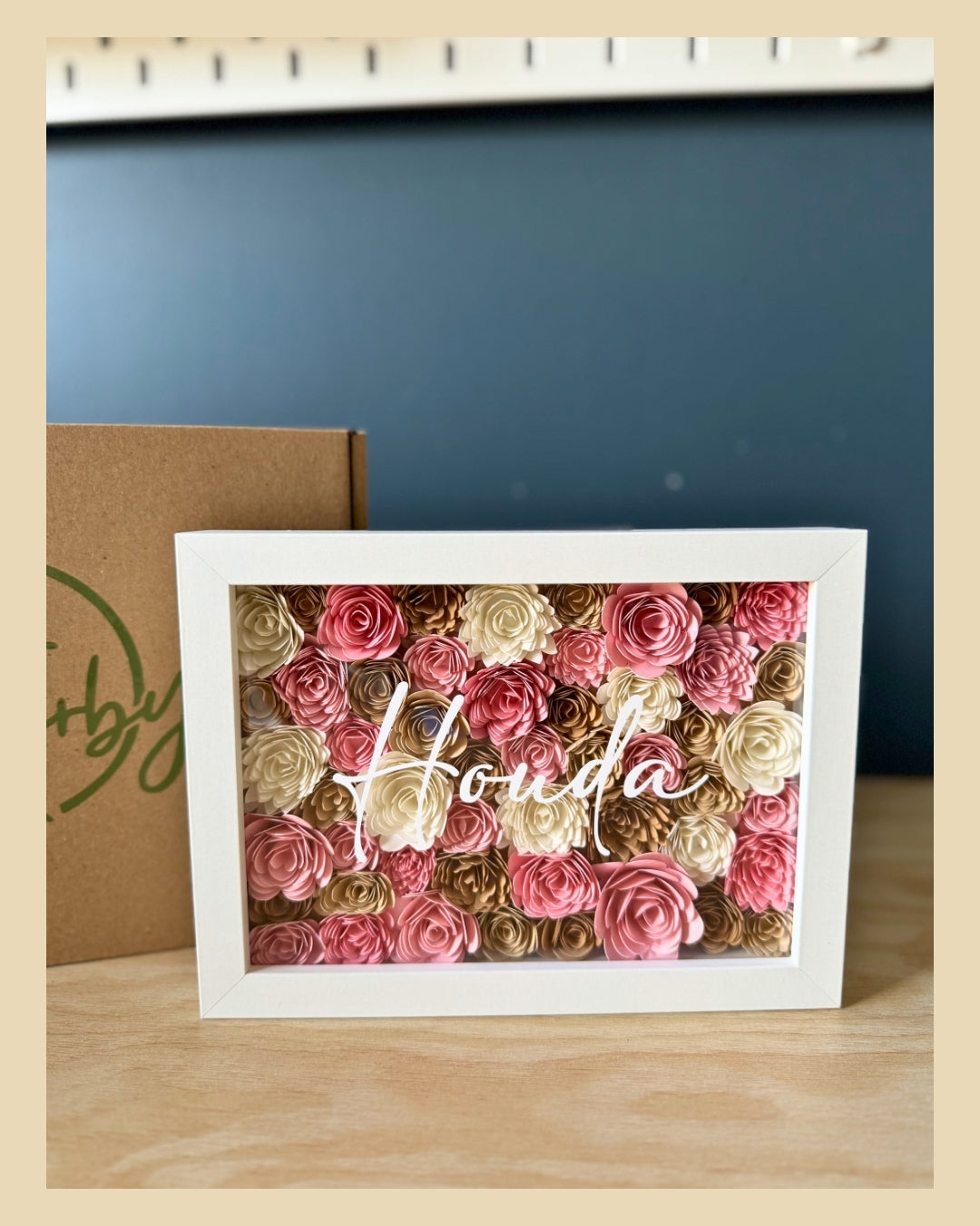 Shades of Light Pink, Off White and Beige Flower Frame - 13x18cm