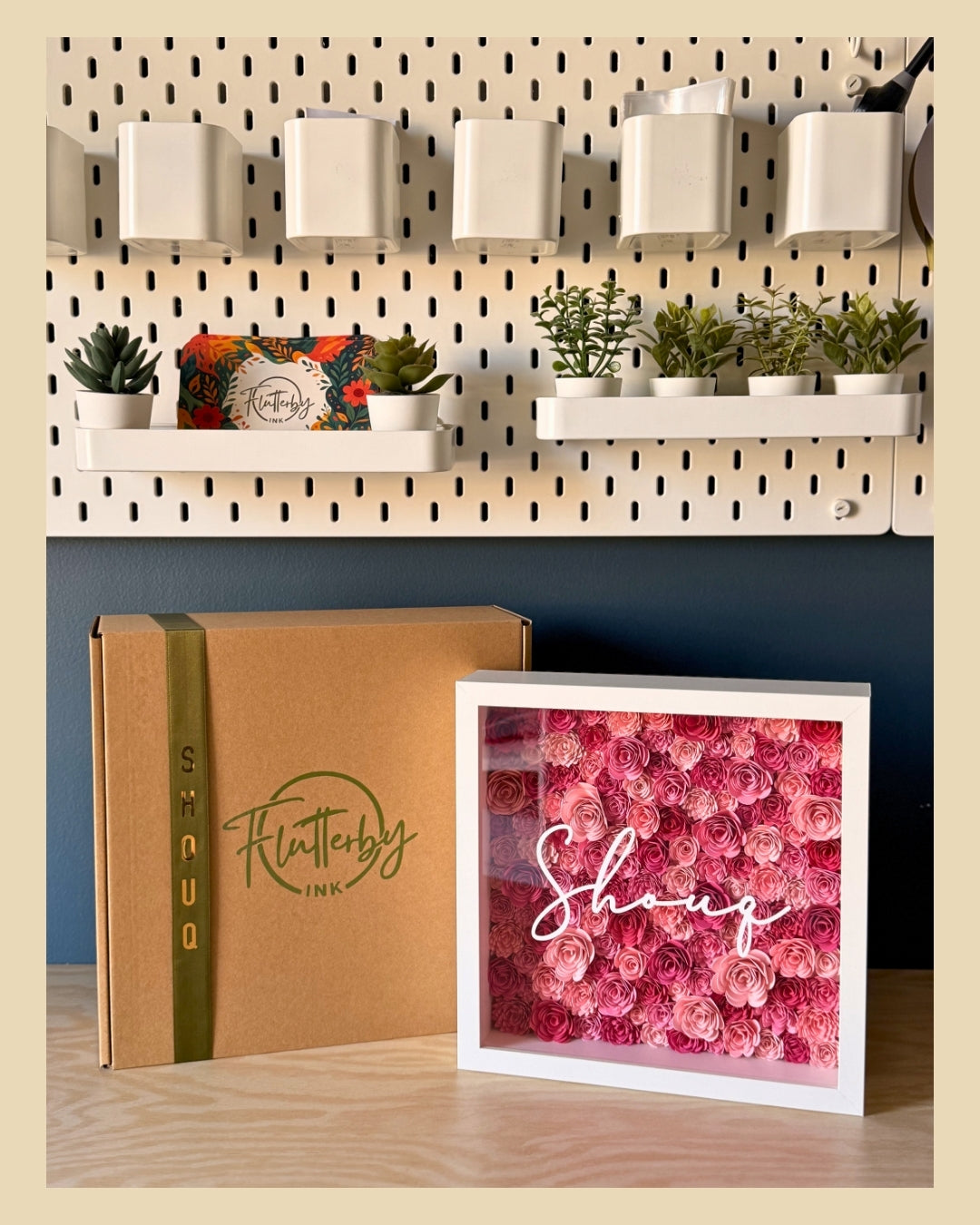 Shades of Pink Flower Frame - 25x25cm