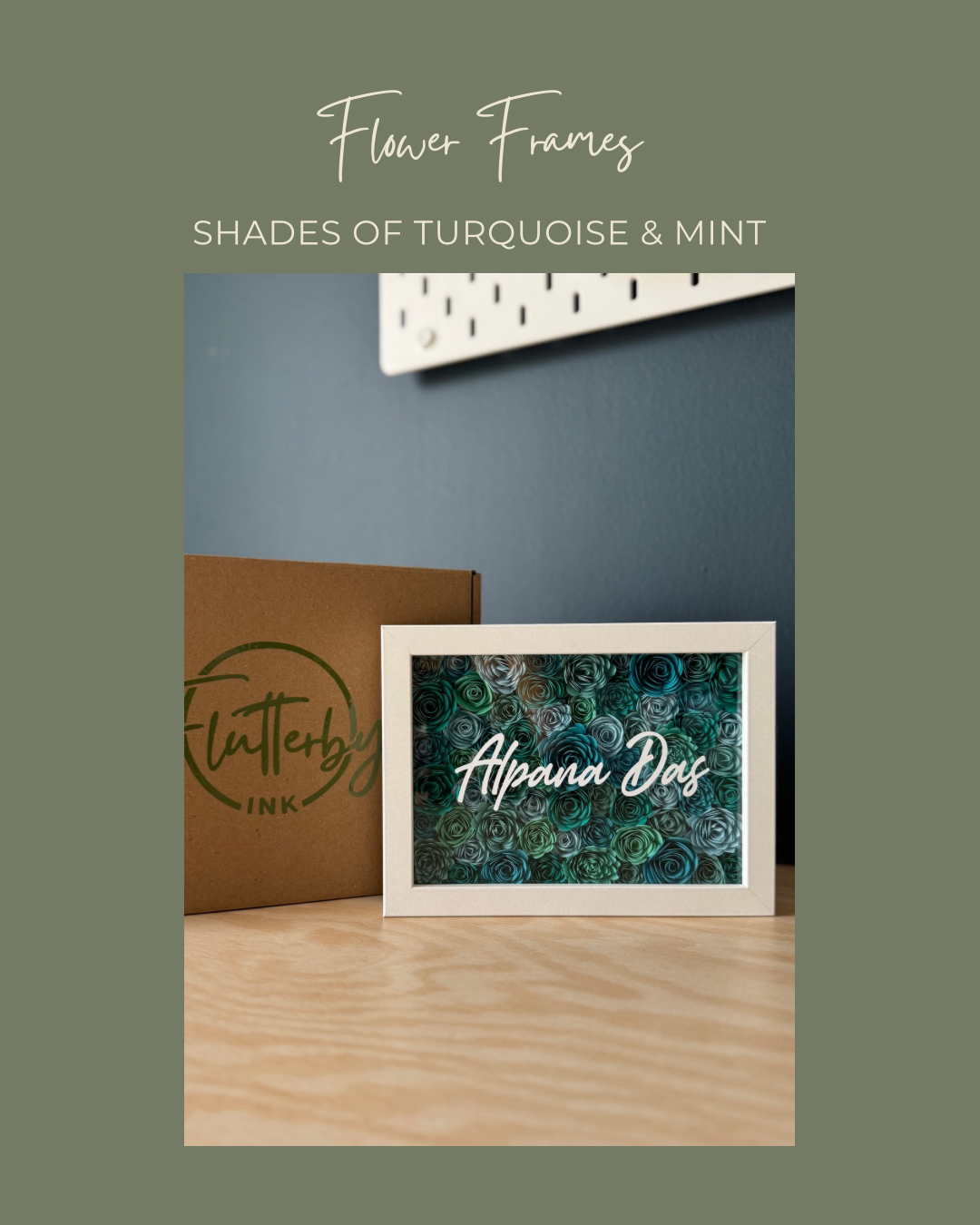 Shades of Turquoise & Mint Flower Frame - 13x18cm