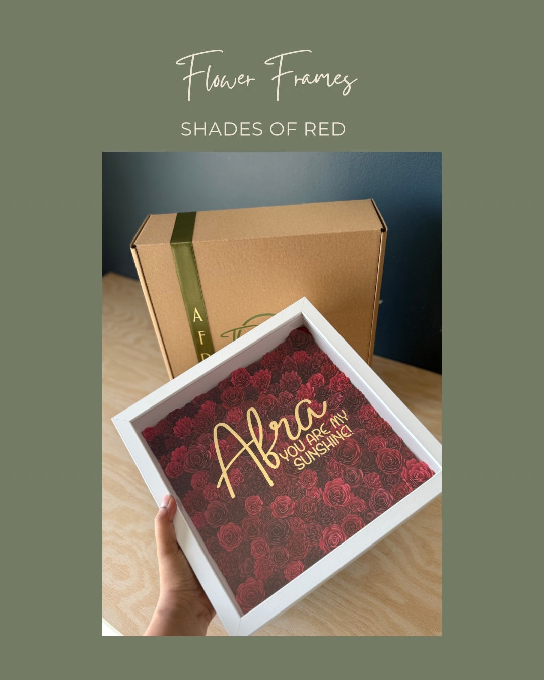 Shades of Red Flower Frame - 25x25cm