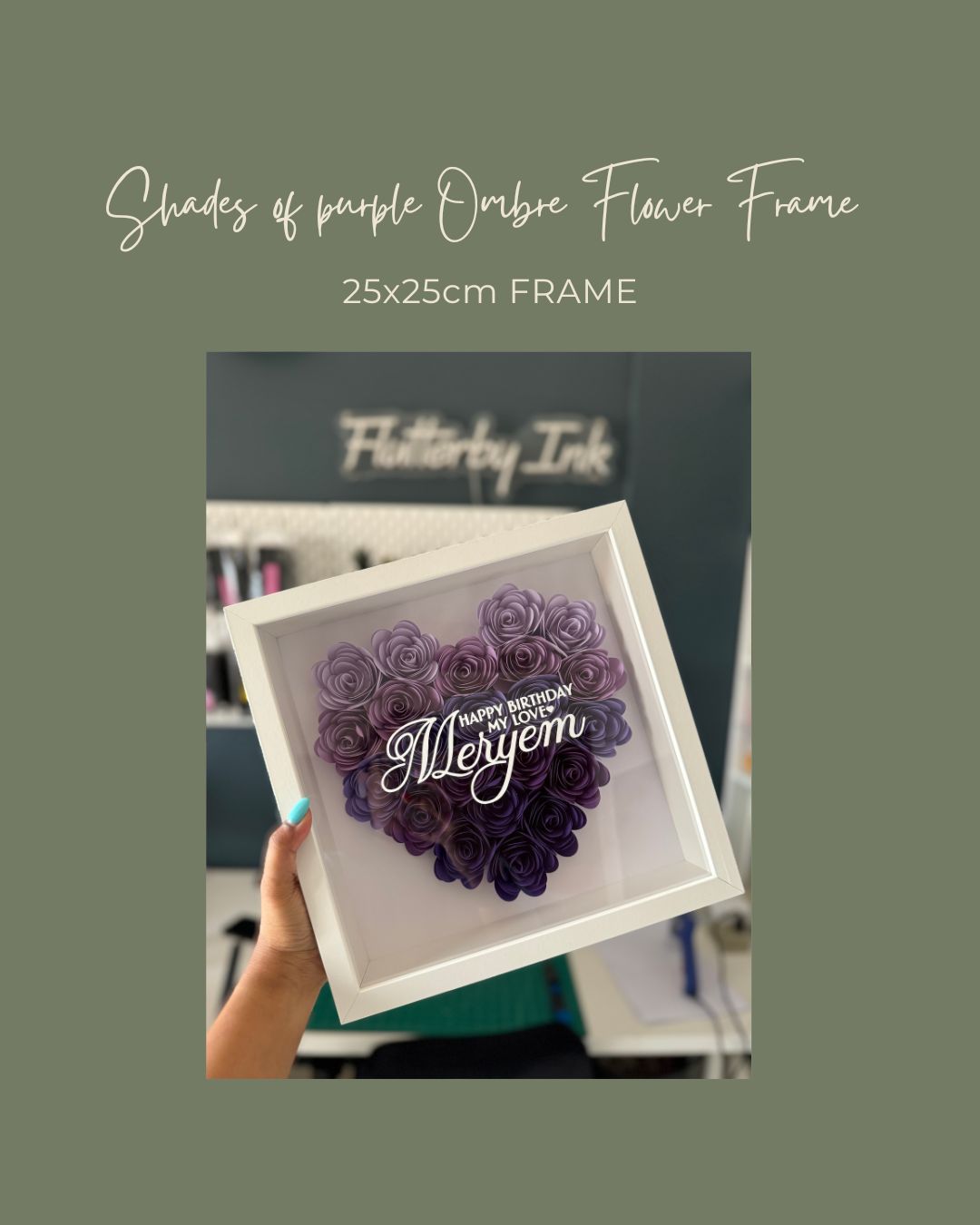 Shades of Purple Ombre Heart Frame - 25x25cm