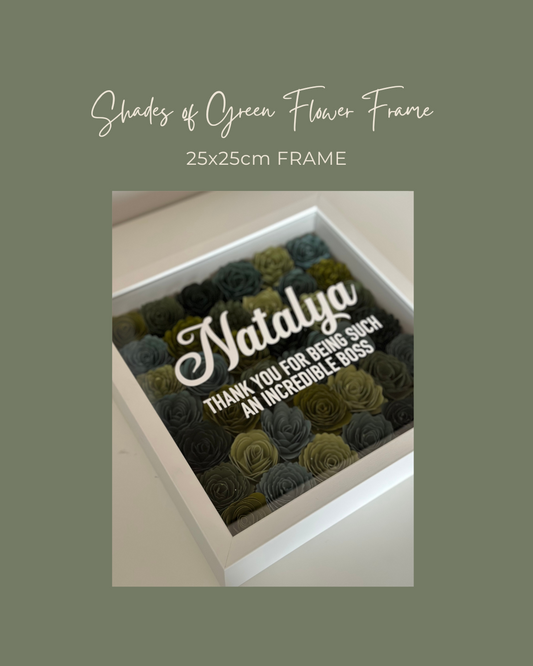 Shades of Green Flower Frame - 25x25cm