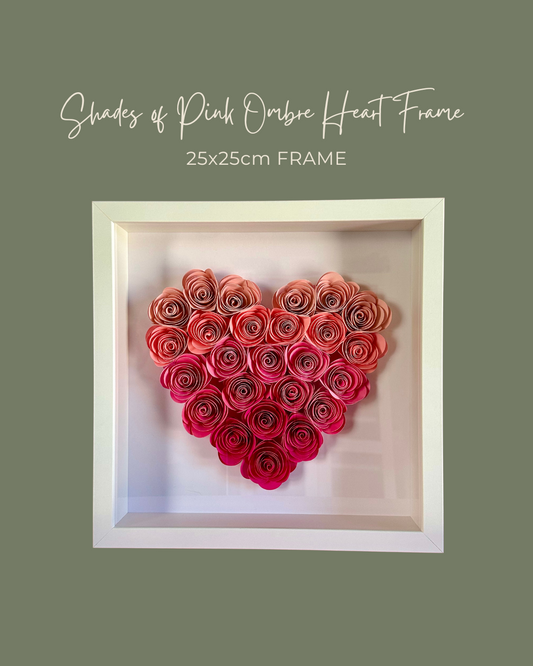 Shades of Pink Ombre Heart Frame - 25x25cm