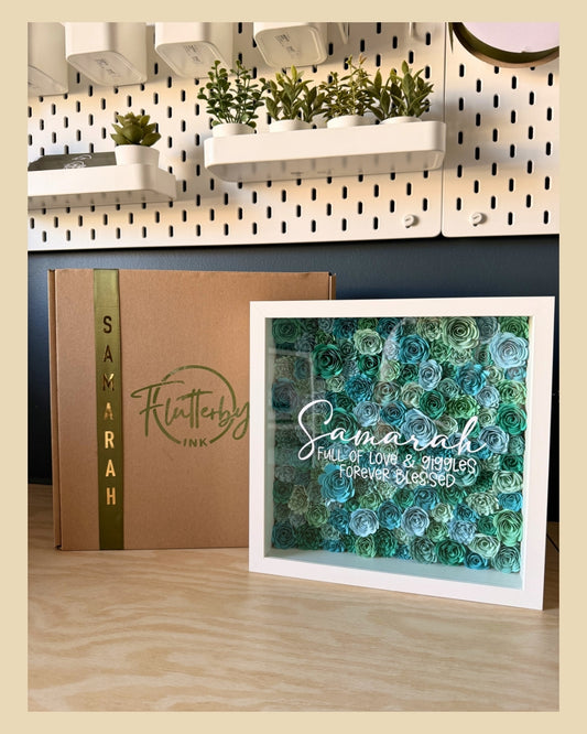 Shades of Turquoise & Mint Flower Frame - 25x25cm