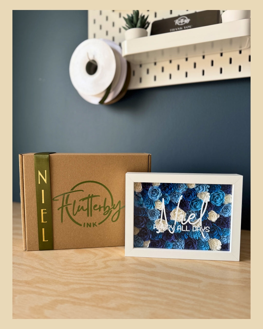 Shades of Blue & White Flower Frame - 13x18cm