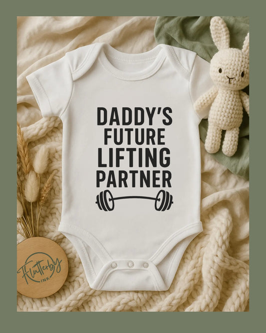 Daddy Future Lifting Partner Baby Onesie