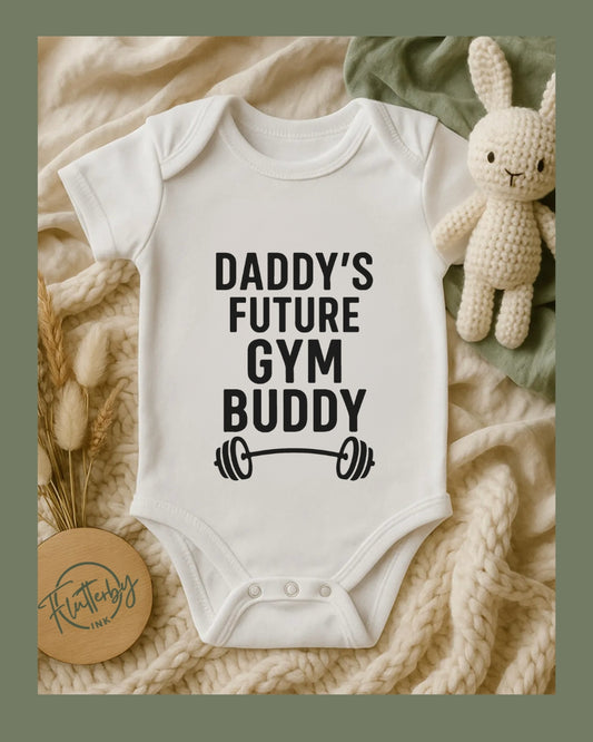Daddy Future Gym Buddy Baby Onesie