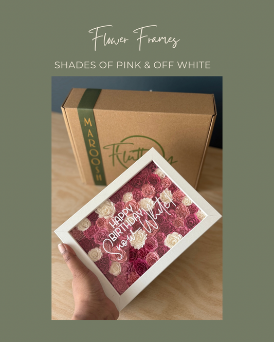 Shades of pink and off white Flower Frame - 13x18cm
