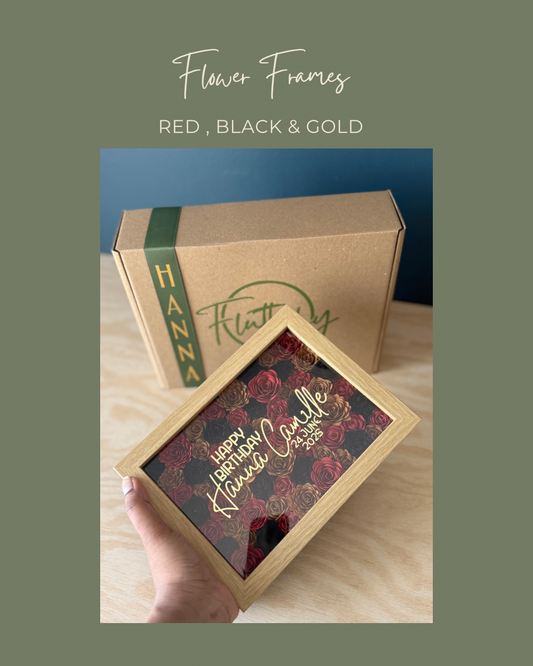 Red, Black & Gold Flower Frame - 13x18cm