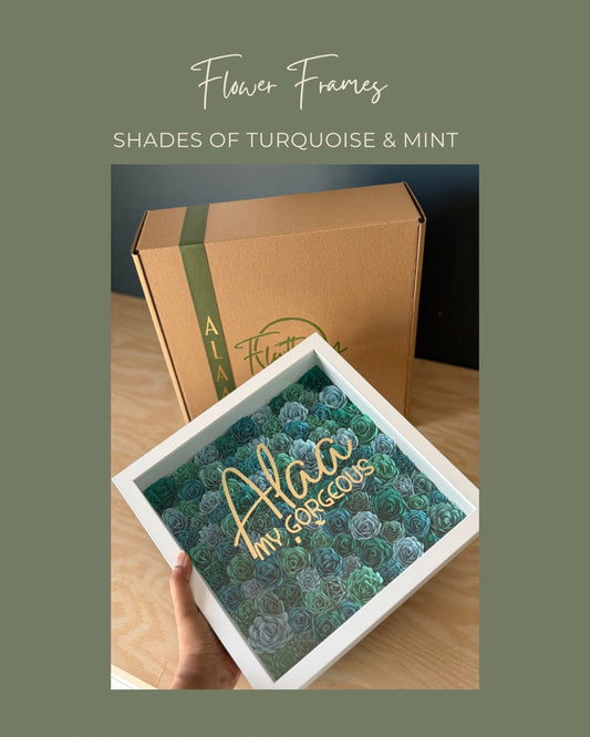 Shades of Turquoise & Mint Flower Frame - 25x25cm