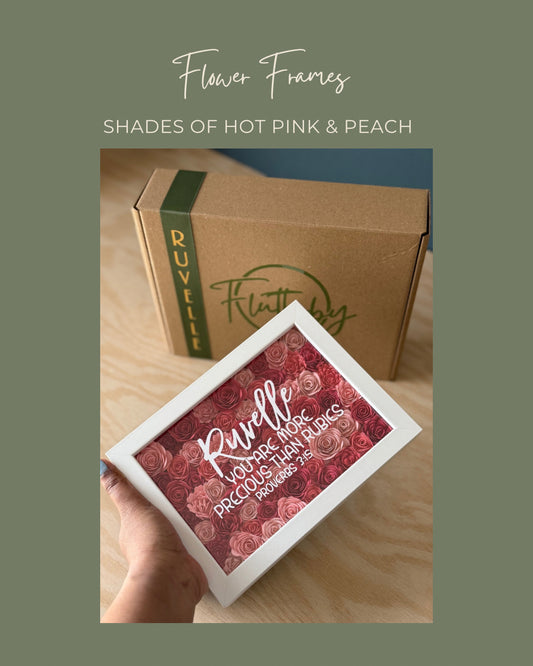 Shades of Hot pink & Peach Flower Frame - 13x18cm