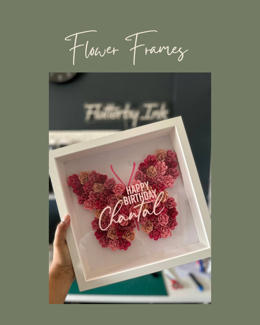 Shades of Pink Butterfly Flower Frame - 25x25cm