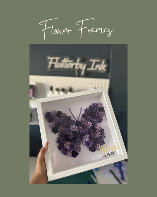Shades of Purple Butterfly Flower Frame - 25x25cm