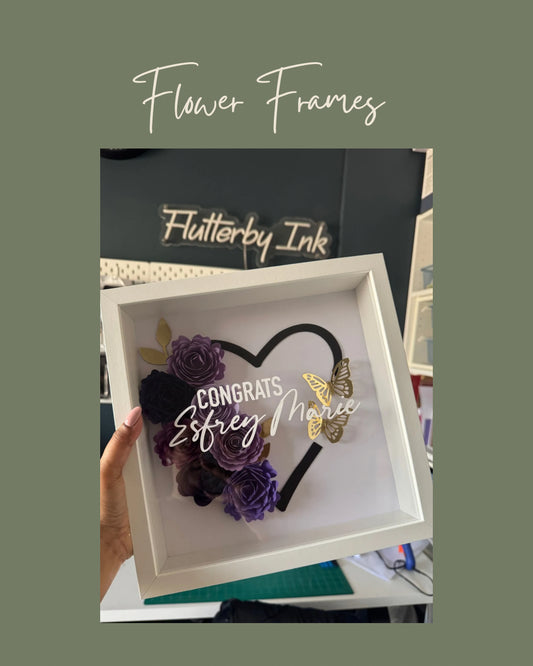 Shades of Purple Half Heart Flower Frame - 25x25cm