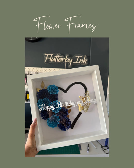 Shades of Blue Half Heart Flower Frame - 25x25cm