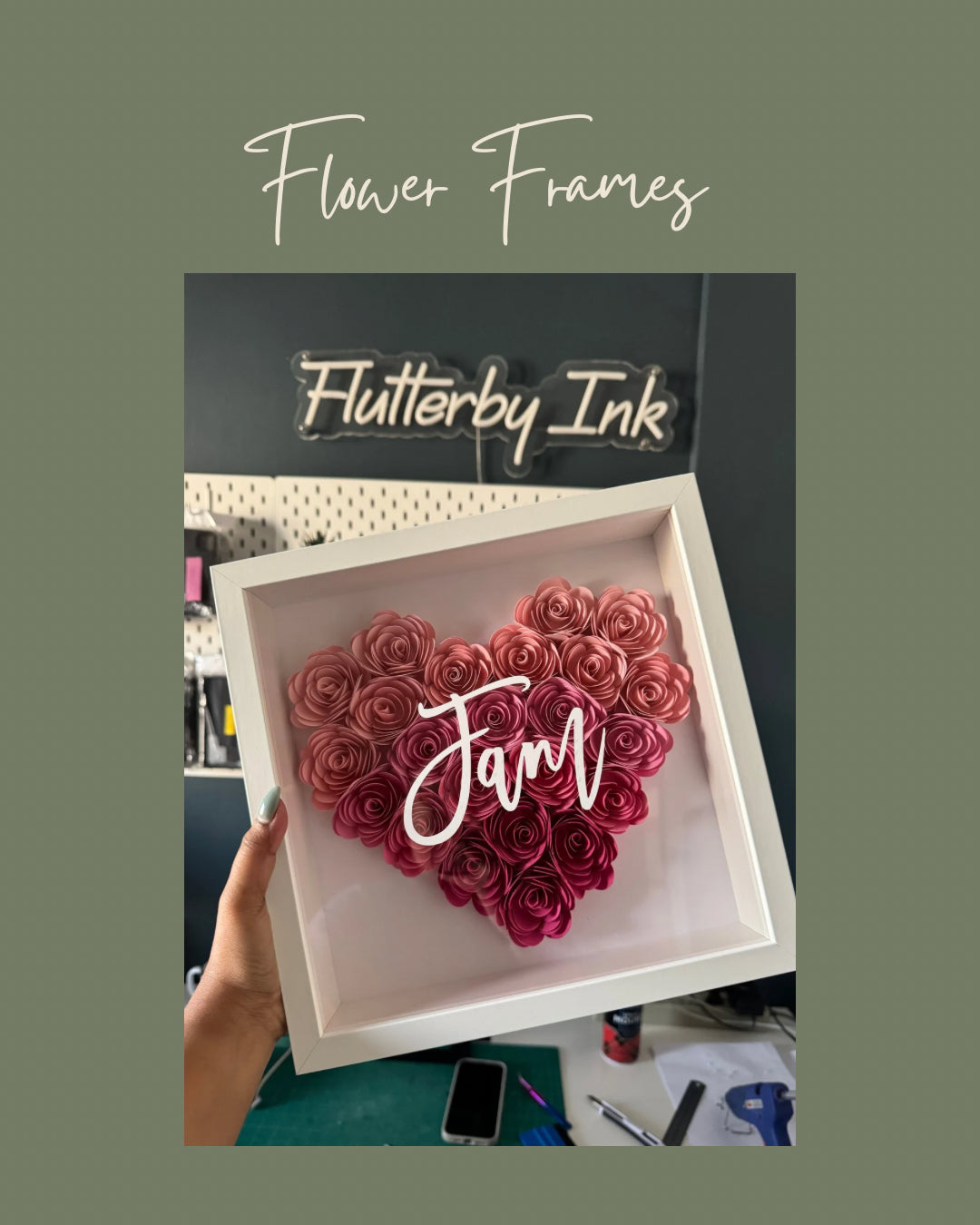 Shades of Pink Ombre Heart Frame - 25x25cm