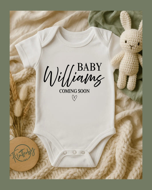 Personalised Name Baby Announcement Onesie