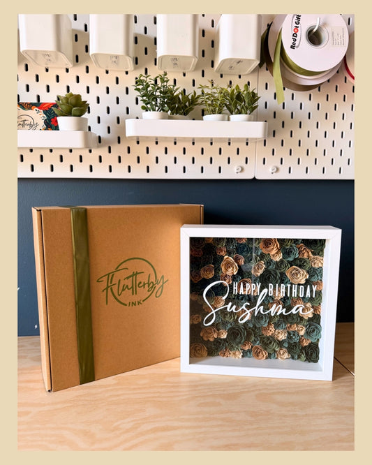 Shades of Green & Beige Flower Frame - 25x25cm