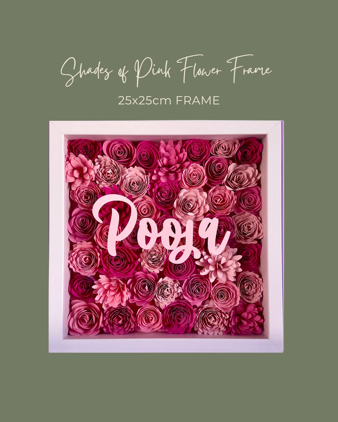 Shades of Pink Flower Frame - 25x25cm